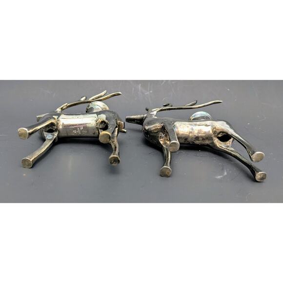 Pair Silver Plated Reindeer Candle Holder Christmas Decoration Pottery Barn - Picture 4 of 4